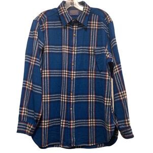 EUC Pendleton VTG RARE Wool Lodge Shirt Bright Blue, White & Red Plaid